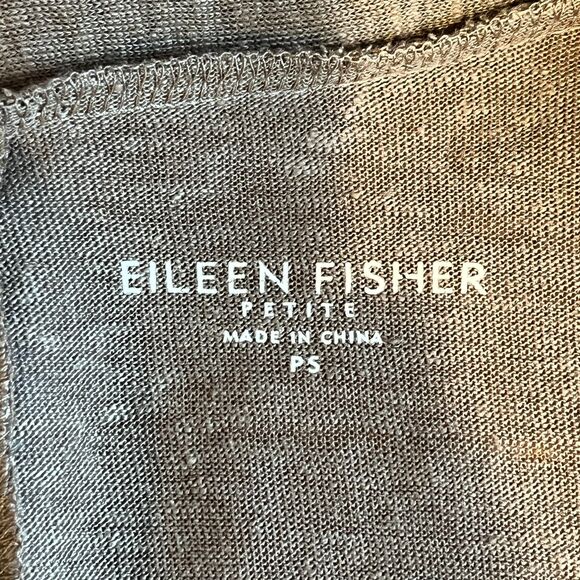 Eileen Fisher Taupe Grey 100% Linen Open Front Cardigan Petite Small - Picture 4 of 6